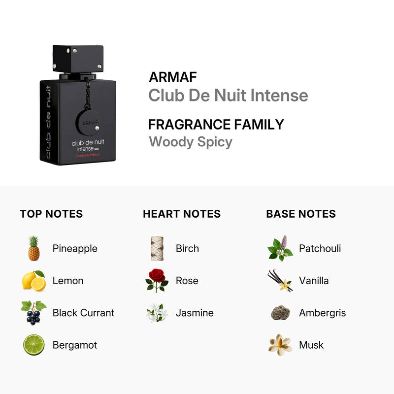 Armaf Men's Club De Nuit Intense Extrait de Parfum Spray 2.37 oz Fragrances Item No. 6294015196610