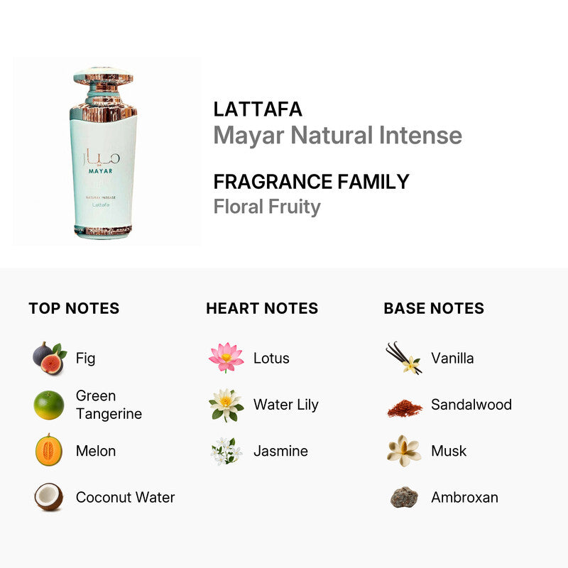 Lattafa Ladies Mayar Natural Intense EDP Spray 3.4 oz Fragrances Item No. 6290360598970